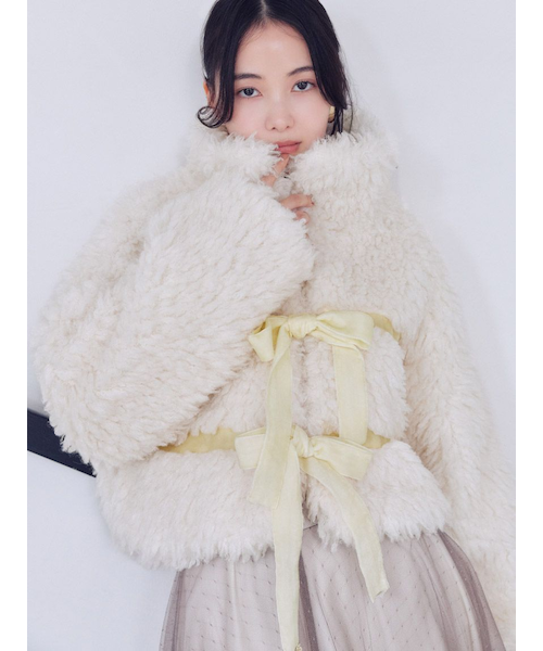 Sustainableリボンボアショートコート スナイデル Sustainableリボンボアショートコート｜スナイデルの通販｜&mall