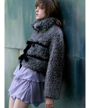 Sustainableリボンボアショートコート