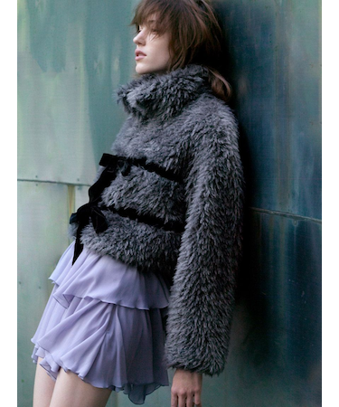 Sustainableリボンボアショートコート