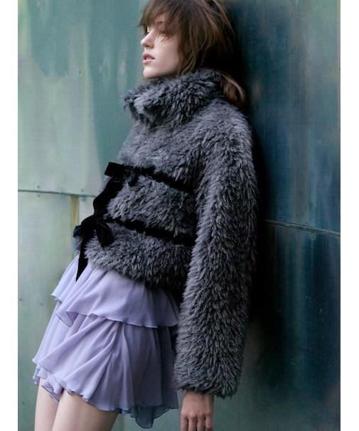 Sustainableリボンボアショートコート