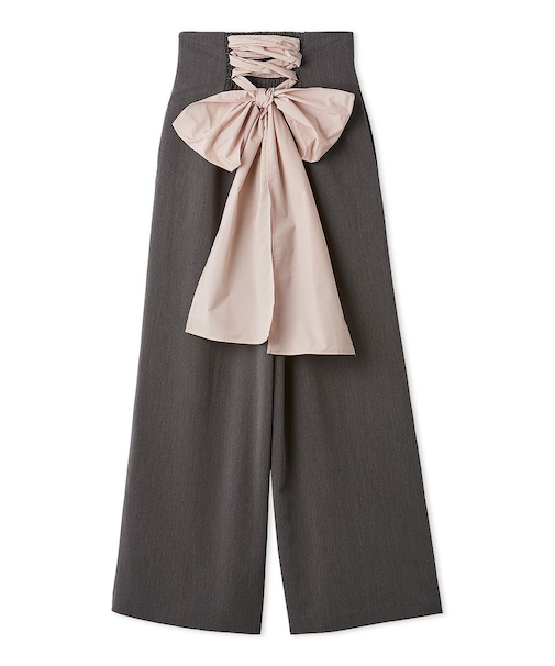 バックリボンレースアップラインパンツ