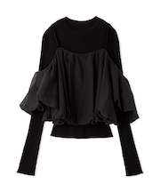 オフショルレイヤードニットプルオーバー