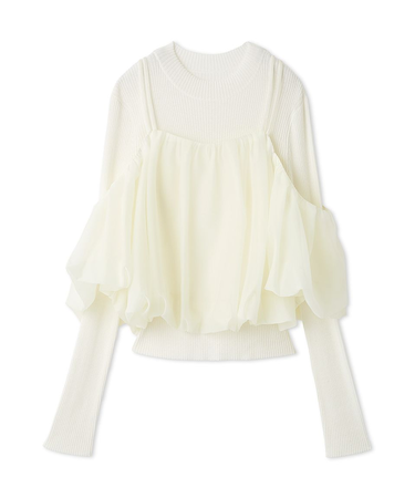 オフショルレイヤードニットプルオーバー