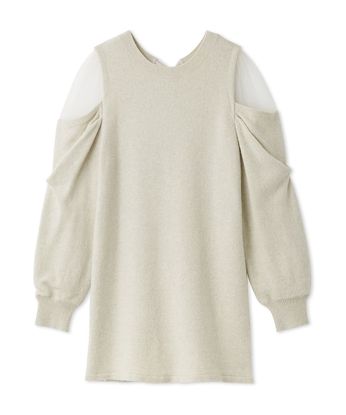 シースルーショルダーニットワンピース