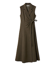 Sustainableサイドプリーツテーラードワンピース