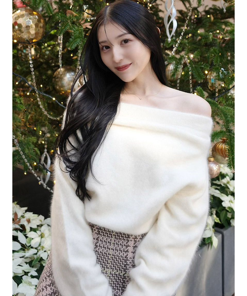 snidel HIGH QUALITYフォックスカシミヤオフショルプルオーバー HIGH QUALITY】フォックスカシミヤオフショルプルオーバー（ニット