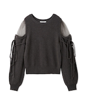 シースルーショルダーニットプルオーバー