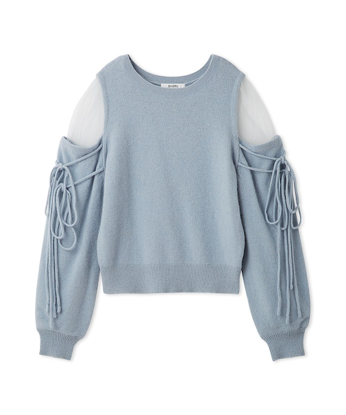 シースルーショルダーニットプルオーバー