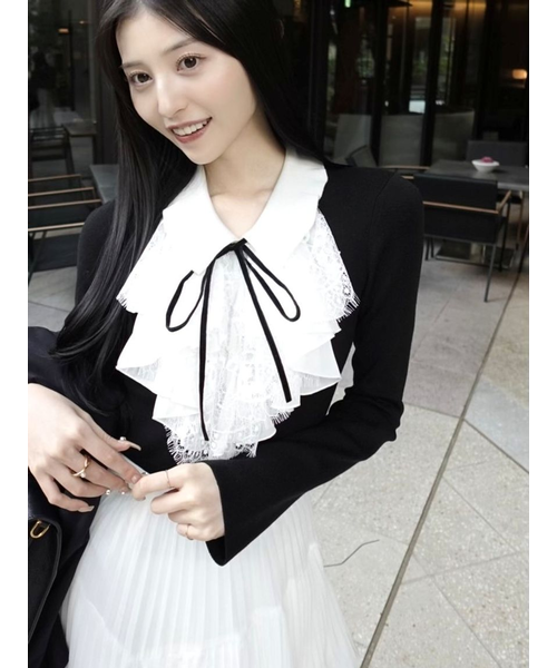 Sustainableレイヤードラッフルニットプルオーバー｜スナイデルの通販