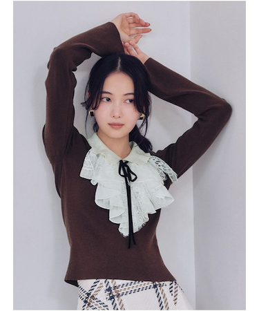 Sustainableレイヤードラッフルニットプルオーバー