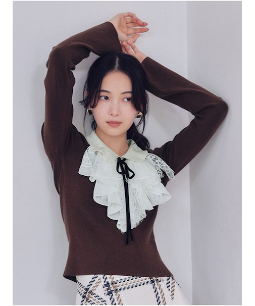 Sustainableレイヤードラッフルニットプルオーバー