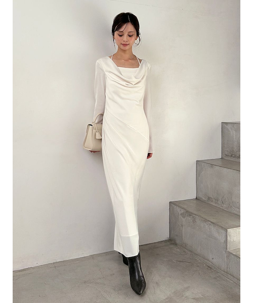 ドレープバックサテンロングワンピース｜スナイデルの通販｜&mall