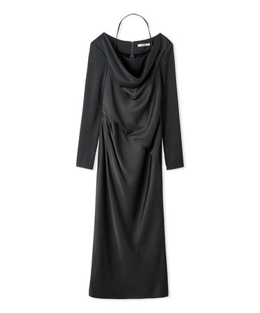 ドレープバックサテンロングワンピース