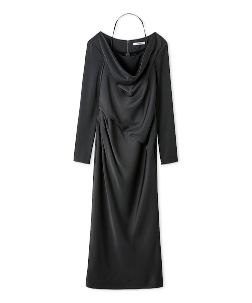ドレープバックサテンロングワンピース