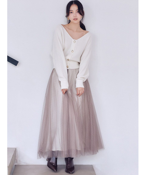 チュールスカートセットカーディガン