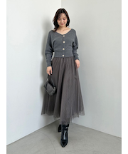 チュールスカートセットカーディガン