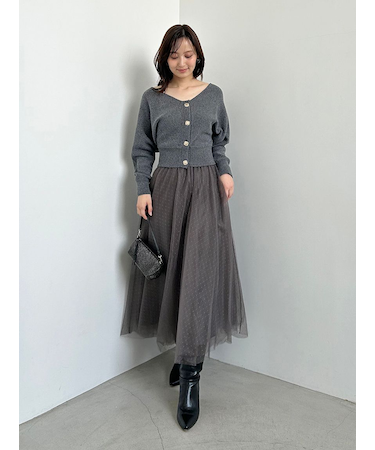 チュールスカートセットカーディガン
