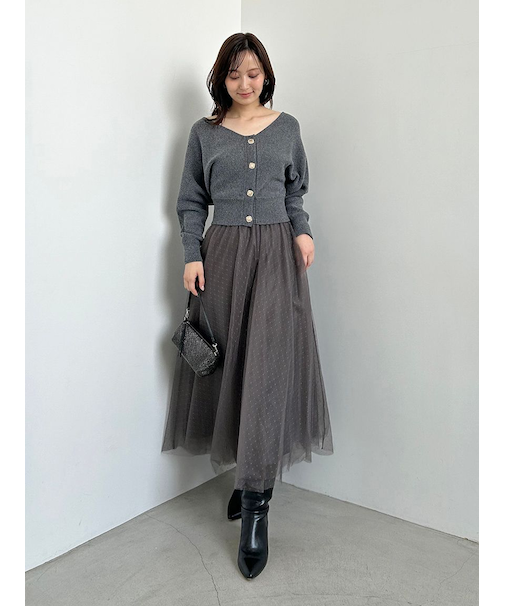 チュールスカートセットカーディガン