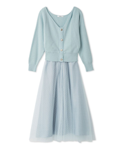 チュールスカートセットカーディガン