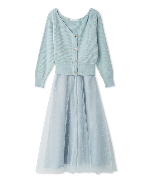 チュールスカートセットカーディガン