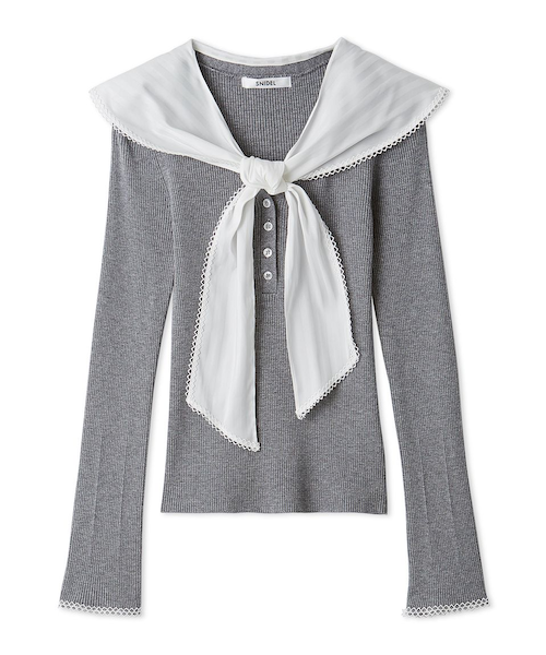 SNIDEL Sustainableスカーフブラウスドッキングプルオーバー Sustainableスカーフブラウスドッキングプルオーバー｜スナイデルの