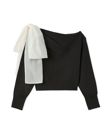 リボンショルダーニットトップス