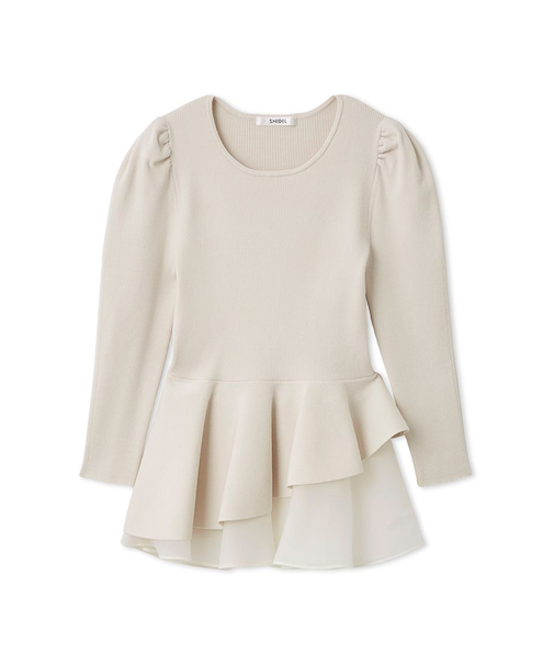 ペプラムアシメニットプルオーバー