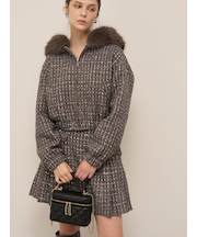 ファー付きツイードブルゾン