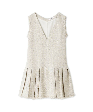 Vネックツイードジャンスカ