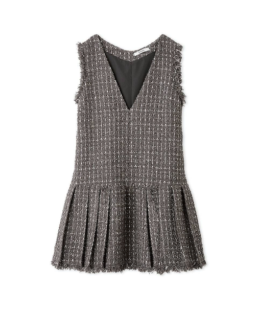 Vネックツイードジャンスカ