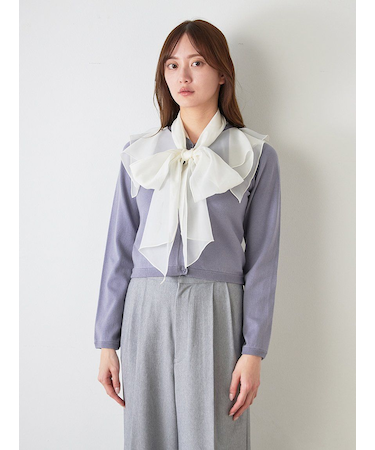 シアーカラーニットカーデプルオーバー