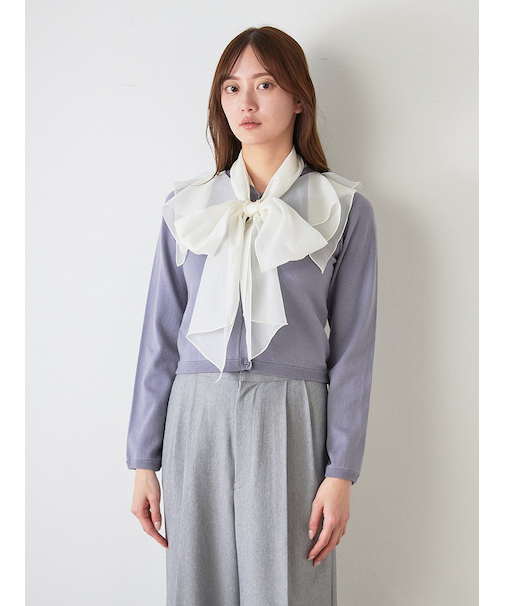 シアーカラーニットカーデプルオーバー