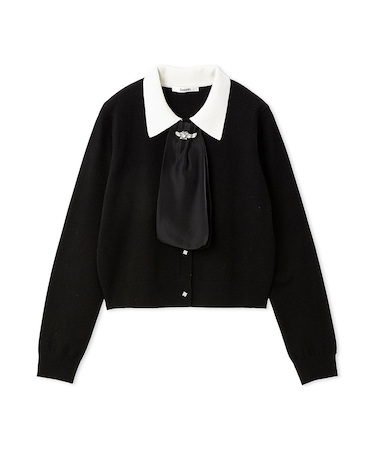 タイ付きビジューカーディガン