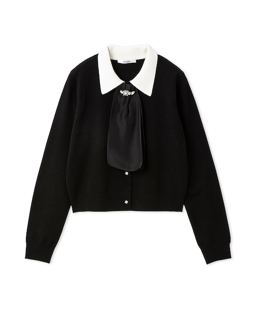 タイ付きビジューカーディガン