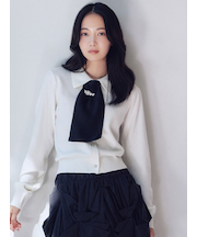 タイ付きビジューカーディガン