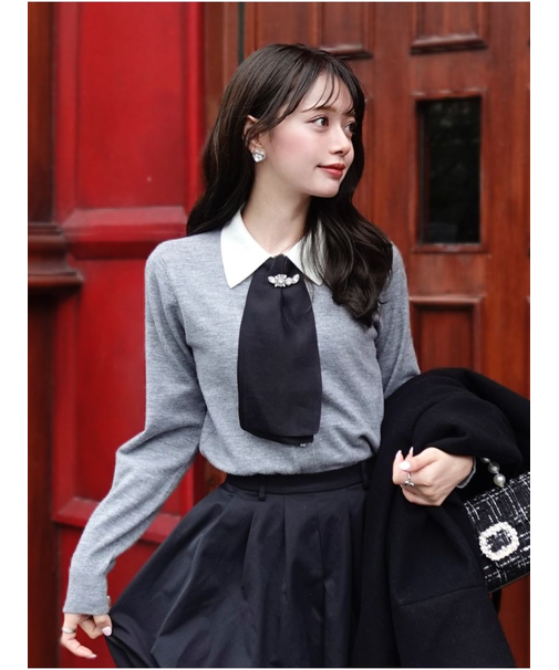 タイ付きビジューカーディガン