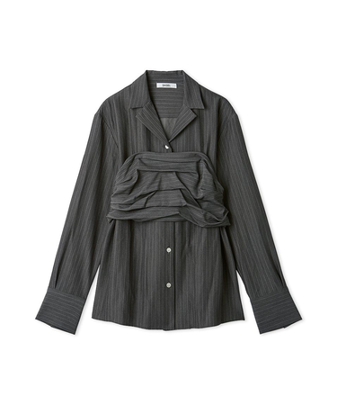 サテンレイヤードストラクチャーブラウス