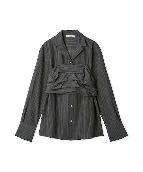 サテンレイヤードストラクチャーブラウス