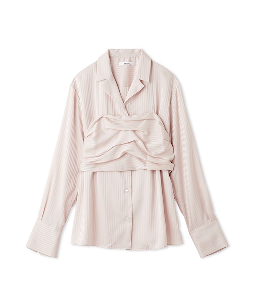 サテンレイヤードストラクチャーブラウス