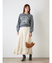 Sustainableデコラティブシフォンフレアスカート