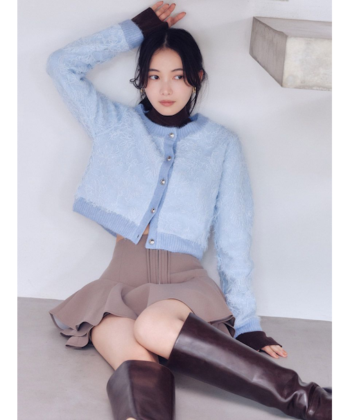 ストラクチャーレースニットカーディガン