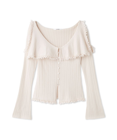 Sustainableビッグカラーレーストリムニットプルオーバー