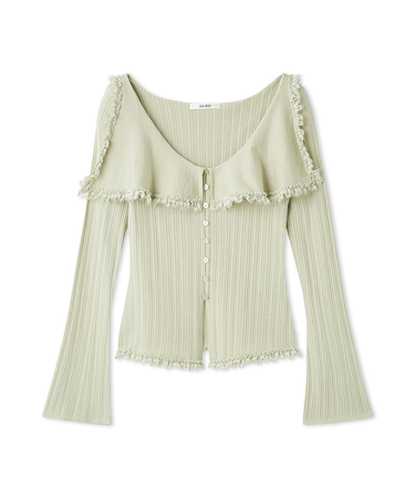 Sustainableビッグカラーレーストリムニットプルオーバー