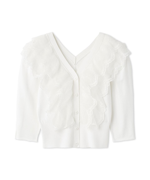 チュールフリルニットプルオーバー