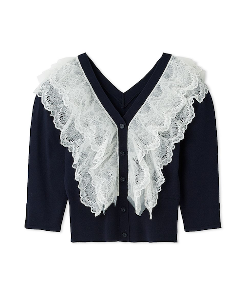 チュールフリルニットプルオーバー