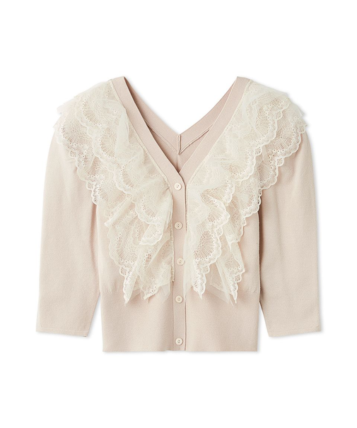 チュールフリルニットプルオーバー