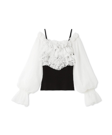 デザインシアーフリルニットプルオーバー