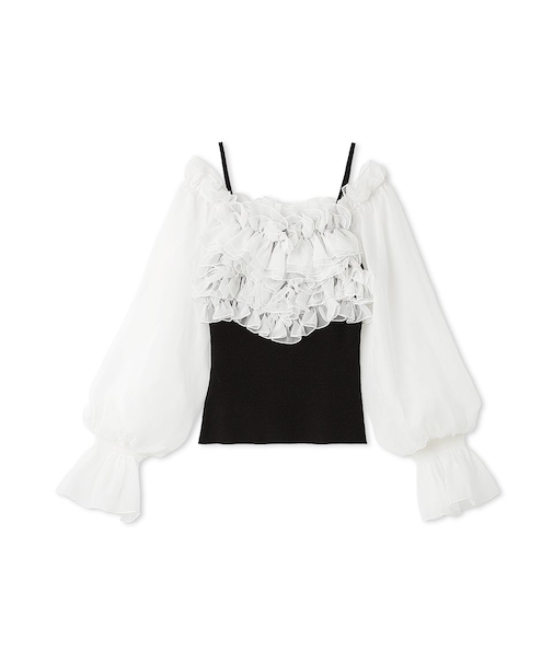 デザインシアーフリルニットプルオーバー