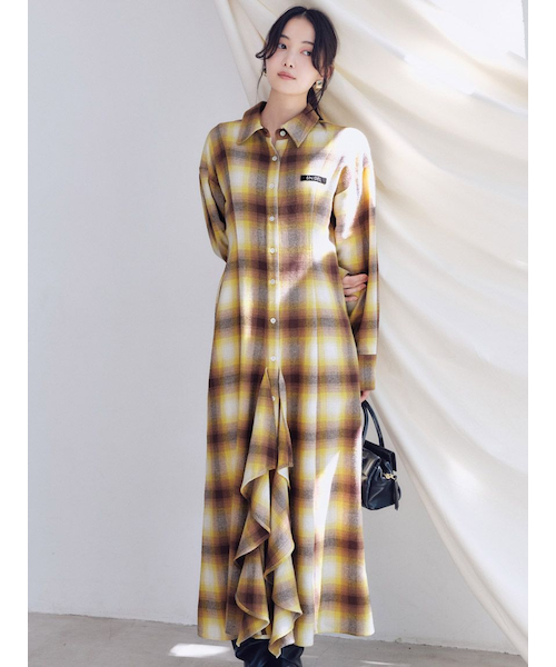 SNIDEL/Prentiss】チェックアシメシャツワンピース｜スナイデルの通販