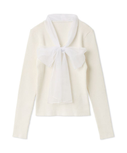 ボウタイニットプルオーバー